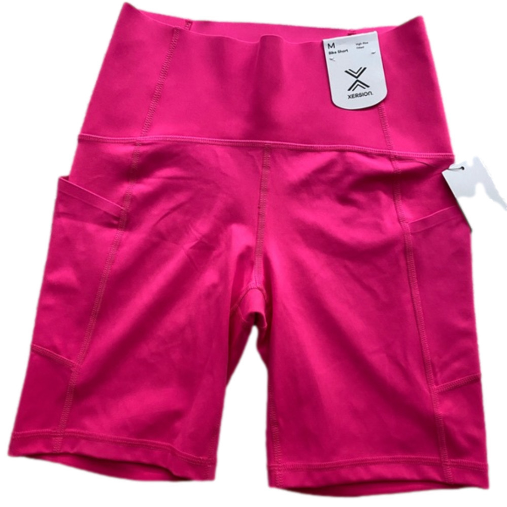 Nwt Xersion 9” High Rise Fitted Bike Short Pink Sz M
